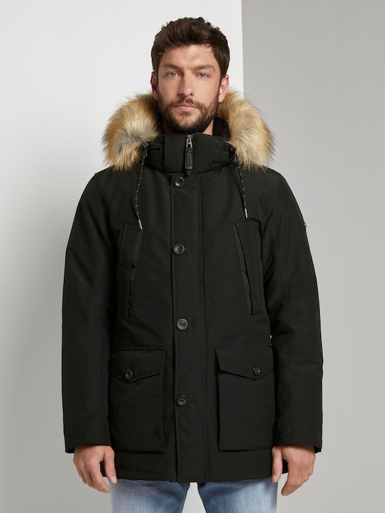 Lange Winterjacke mit Fellkragen - Männer - Black Lange Winterjacke mit Fellkragen - Männer - Black - 1 - TOM TAILOR