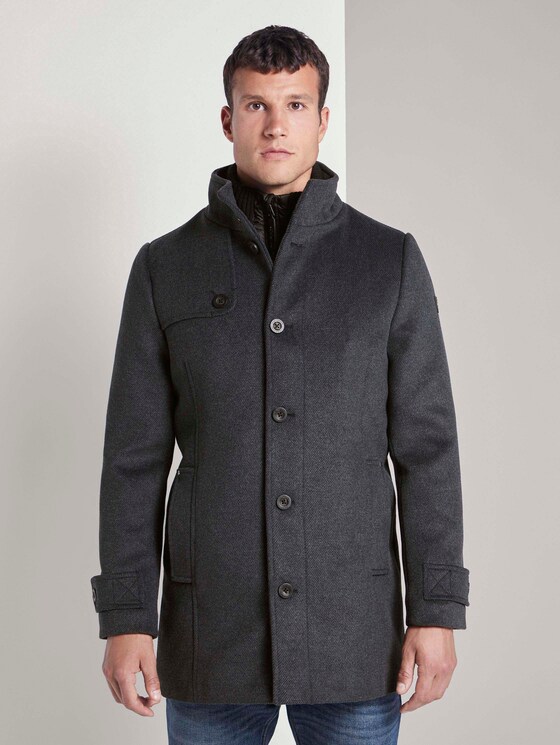 Wollmantel mit gesteppter Unterjacke - Männer - blue new twill structure Wollmantel mit gesteppter Unterjacke - Männer - blue new twill structure - 1 - TOM TAILOR
