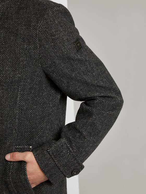 Wool coat with a quilted undercoat - Men - grey big herringbone Wool coat with a quilted undercoat - Men - grey big herringbone - 10 - TOM TAILOR