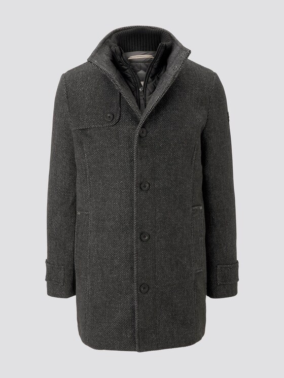 Wool coat with a quilted undercoat - Men - grey big herringbone Wool coat with a quilted undercoat - Men - grey big herringbone - 7 - TOM TAILOR