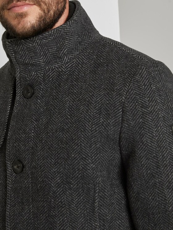 Wool coat with a quilted undercoat - Men - grey big herringbone Wool coat with a quilted undercoat - Men - grey big herringbone - 9 - TOM TAILOR