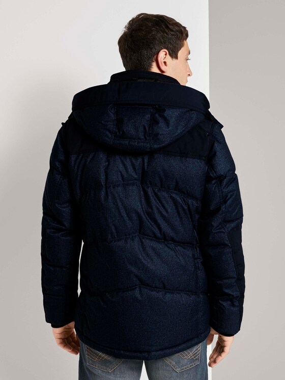 Gesteppte Winterjacke mit Kapuze - Männer - Blue Brushed Herringbone Gesteppte Winterjacke mit Kapuze - Männer - Blue Brushed Herringbone - 2 - TOM TAILOR