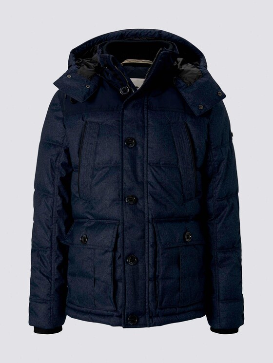 Gesteppte Winterjacke mit Kapuze - Männer - Blue Brushed Herringbone Gesteppte Winterjacke mit Kapuze - Männer - Blue Brushed Herringbone - 7 - TOM TAILOR