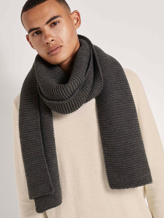 Schlichter Schal aus Strick - Männer - Anthracite Melange Schlichter Schal aus Strick - Männer - Anthracite Melange - 5 - TOM TAILOR Denim