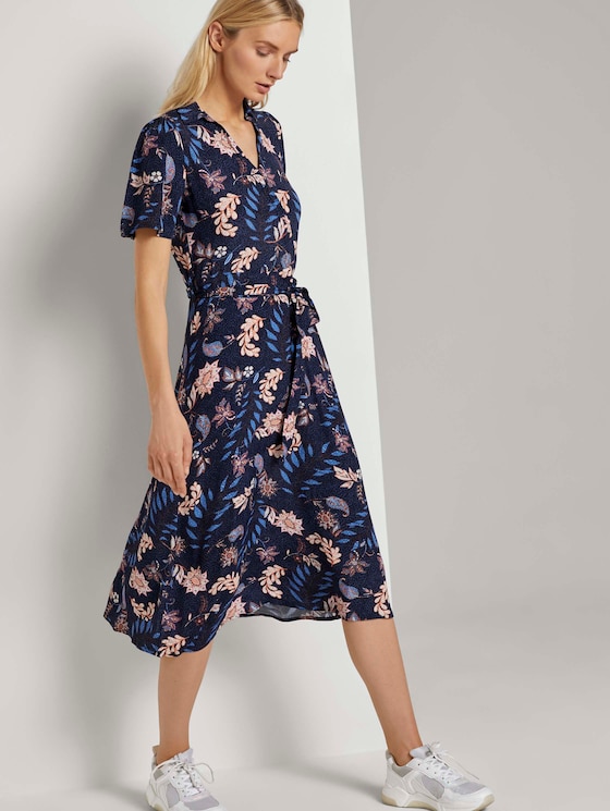 Wrap dress with a floral print - Women - navy floral design - 5 - TOM TAILOR