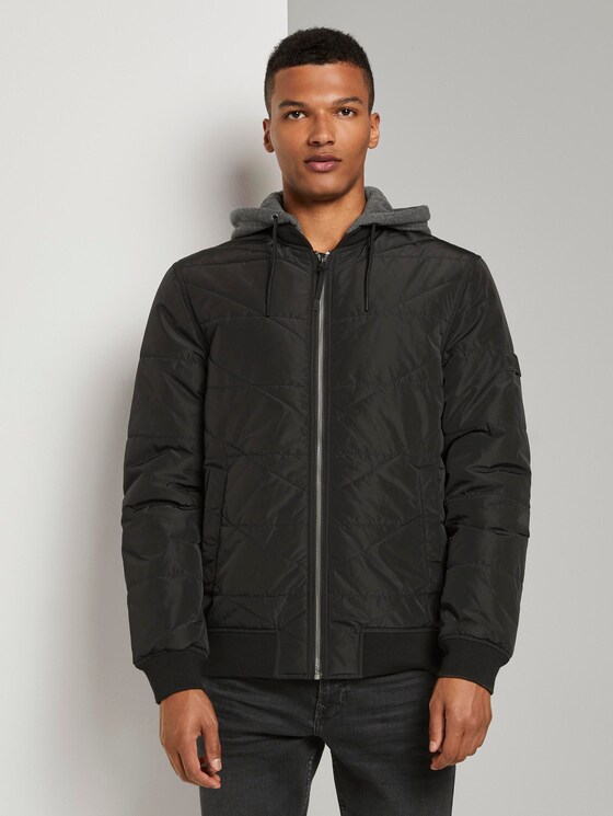 Gesteppte Bomberjacke mit Kapuze - Männer - Black Gesteppte Bomberjacke mit Kapuze - Männer - Black - 1 - TOM TAILOR Denim
