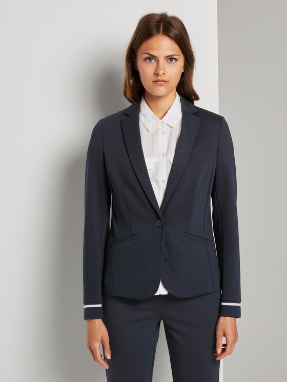 Jersey Blazer mit Ripp-Einsätzen - Frauen - Sky Captain Blue Jersey Blazer mit Ripp-Einsätzen - Frauen - Sky Captain Blue - 1 - TOM TAILOR