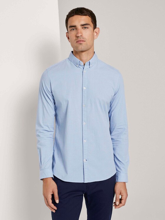 Gemustertes Slim Fit Hemd - Männer - blue chambray navy dots design Gemustertes Slim Fit Hemd - Männer - blue chambray navy dots design - 1 - TOM TAILOR