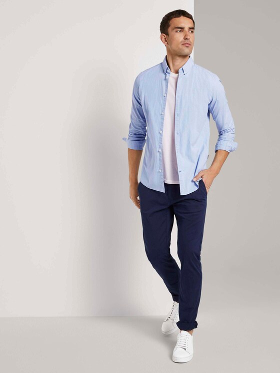 Gemustertes Slim Fit Hemd - Männer - blue chambray navy dots design Gemustertes Slim Fit Hemd - Männer - blue chambray navy dots design - 3 - TOM TAILOR