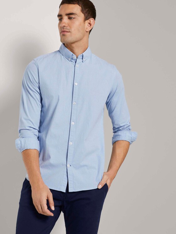 Gemustertes Slim Fit Hemd - Männer - blue chambray navy dots design Gemustertes Slim Fit Hemd - Männer - blue chambray navy dots design - 5 - TOM TAILOR