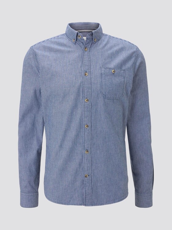 Striped shirt with a chest pocket - Men - blue with white thin stripe Striped shirt with a chest pocket - Men - blue with white thin stripe - 7 - TOM TAILOR