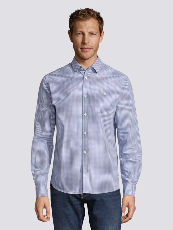 Fein Kariertes Hemd mit Brusttasche - Männer - light blue fil a fil vichy Fein Kariertes Hemd mit Brusttasche - Männer - light blue fil a fil vichy - 1 - TOM TAILOR