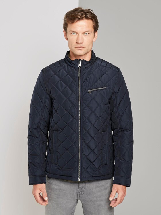 Quilted biker jacket with a stand-up collar - Men - Sky Captain Blue Quilted biker jacket with a stand-up collar - Men - Sky Captain Blue - 1 - TOM TAILOR