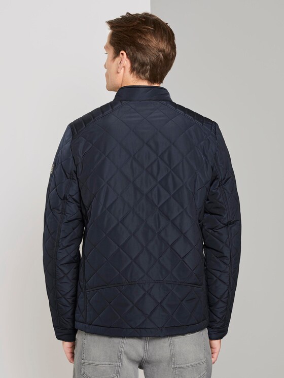 Quilted biker jacket with a stand-up collar - Men - Sky Captain Blue Quilted biker jacket with a stand-up collar - Men - Sky Captain Blue - 2 - TOM TAILOR