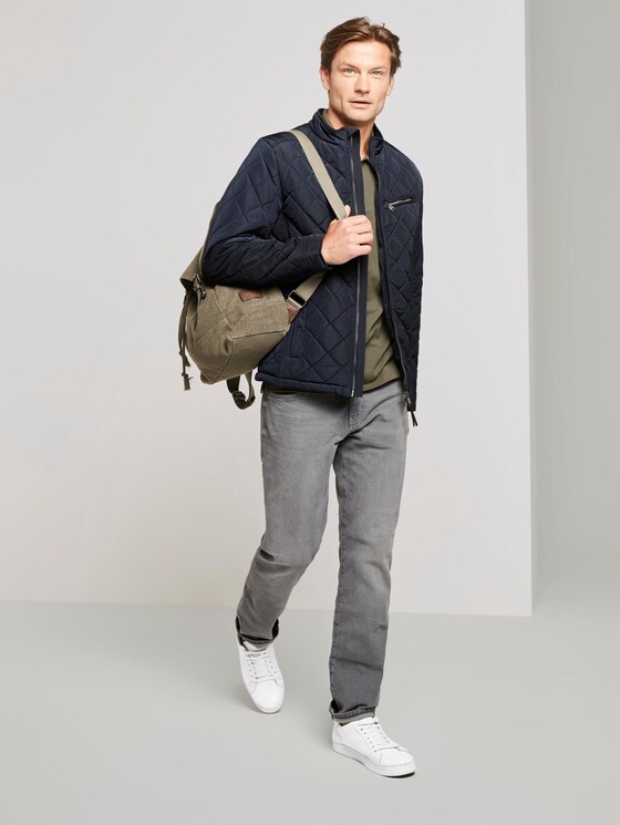 Quilted biker jacket with a stand-up collar - Men - Sky Captain Blue Quilted biker jacket with a stand-up collar - Men - Sky Captain Blue - 3 - TOM TAILOR