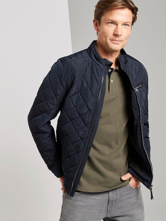 Quilted biker jacket with a stand-up collar - Men - Sky Captain Blue Quilted biker jacket with a stand-up collar - Men - Sky Captain Blue - 5 - TOM TAILOR