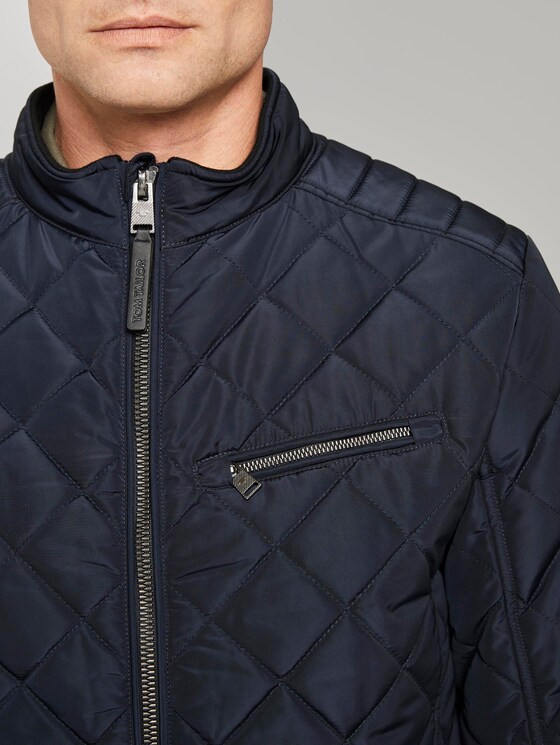 Quilted biker jacket with a stand-up collar - Men - Sky Captain Blue Quilted biker jacket with a stand-up collar - Men - Sky Captain Blue - 9 - TOM TAILOR