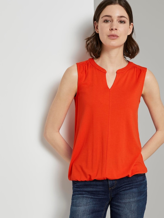 Henley top with an elasticated waistband - Women - strong flame orange Henley top with an elasticated waistband - Women - strong flame orange - 5 - TOM TAILOR