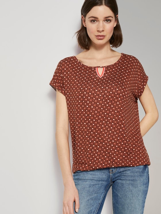 T-Shirt im Allover-Print mit elastischem Bund - Frauen - brown geometric design T-Shirt im Allover-Print mit elastischem Bund - Frauen - brown geometric design - 5 - TOM TAILOR