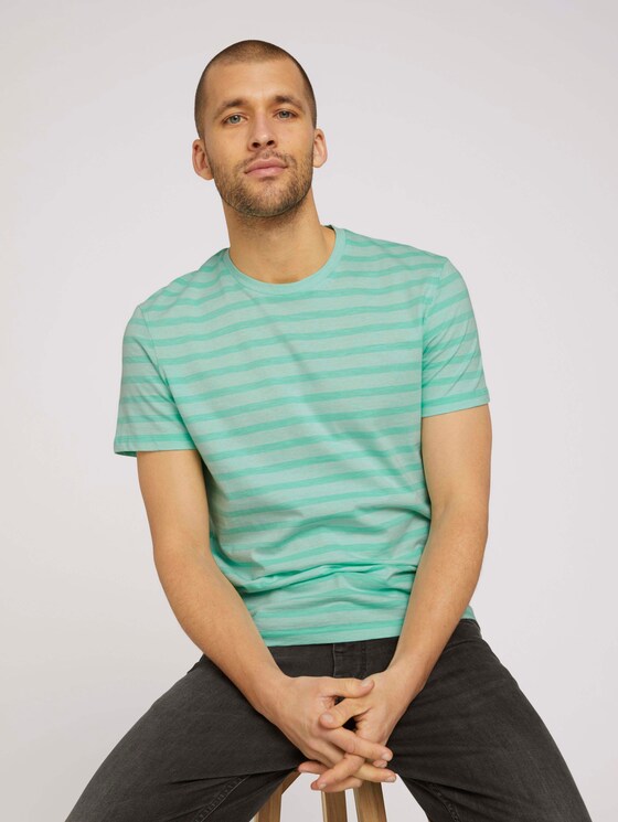 gestreiftes T-Shirt - Männer - lucite green fine stripe gestreiftes T-Shirt - Männer - lucite green fine stripe - 5 - TOM TAILOR
