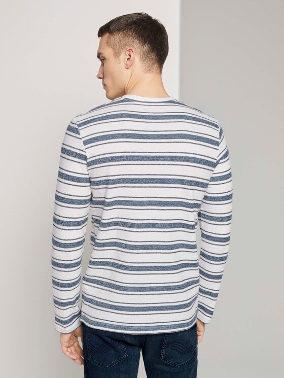 Gestreiftes Langarmshirt mit Struktur - Männer - after dark blue Gestreiftes Langarmshirt mit Struktur - Männer - after dark blue - 2 - TOM TAILOR