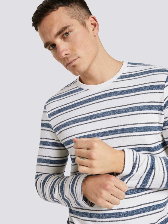 Gestreiftes Langarmshirt mit Struktur - Männer - after dark blue Gestreiftes Langarmshirt mit Struktur - Männer - after dark blue - 9 - TOM TAILOR