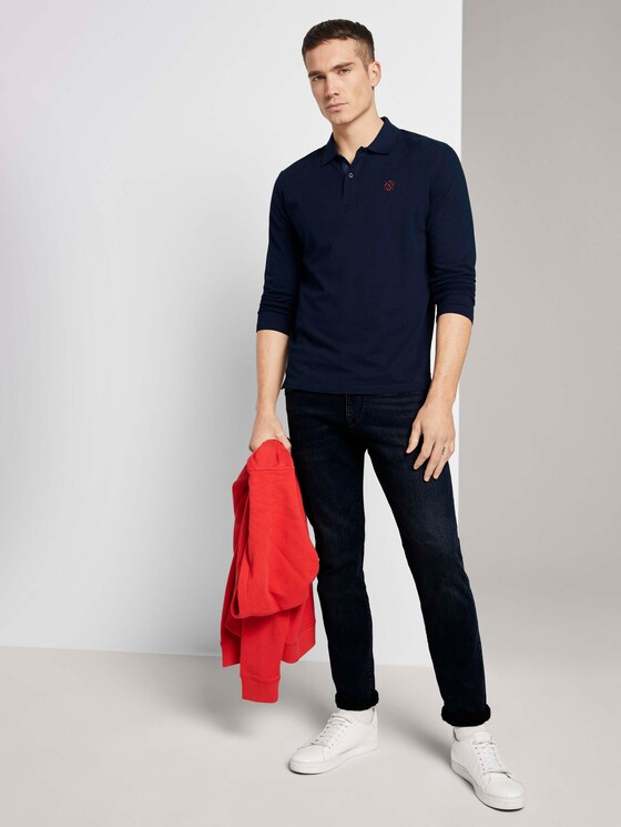 Langarm Poloshirt mit Bio-Baumwolle - Männer - Dark Blue Langarm Poloshirt mit Bio-Baumwolle - Männer - Dark Blue - 3 - TOM TAILOR