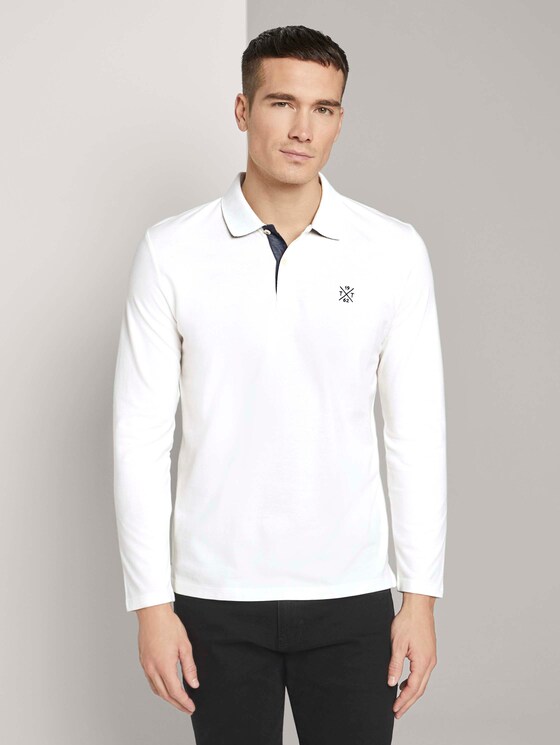 Langarm Poloshirt mit Bio-Baumwolle - Männer - Off White Langarm Poloshirt mit Bio-Baumwolle - Männer - Off White - 1 - TOM TAILOR