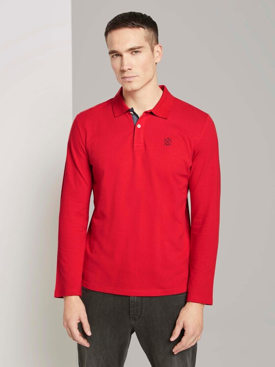 Langarm Poloshirt mit Bio-Baumwolle - Männer - Powerful Red Langarm Poloshirt mit Bio-Baumwolle - Männer - Powerful Red - 1 - TOM TAILOR