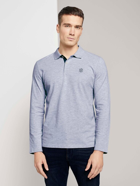 Langarm Poloshirt mit Bio-Baumwolle - Männer - Light Stone Grey Melange Langarm Poloshirt mit Bio-Baumwolle - Männer - Light Stone Grey Melange - 1 - TOM TAILOR