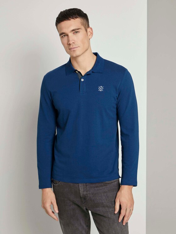 Langarm Poloshirt mit Bio-Baumwolle - Männer - after dark blue Langarm Poloshirt mit Bio-Baumwolle - Männer - after dark blue - 1 - TOM TAILOR