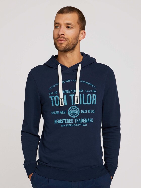Hoodie mit Logoprint - Männer - Real Navy Blue Hoodie mit Logoprint - Männer - Real Navy Blue - 1 - TOM TAILOR