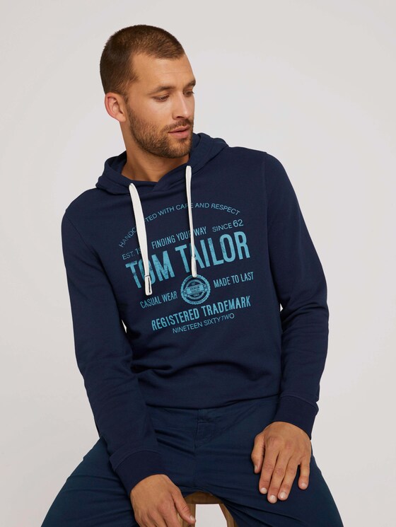 Hoodie mit Logoprint - Männer - Real Navy Blue Hoodie mit Logoprint - Männer - Real Navy Blue - 5 - TOM TAILOR