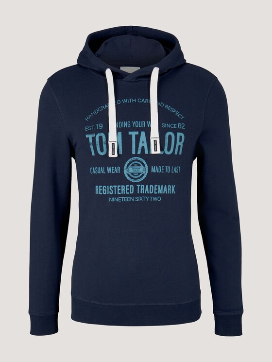 Hoodie mit Logoprint - Männer - Real Navy Blue Hoodie mit Logoprint - Männer - Real Navy Blue - 7 - TOM TAILOR