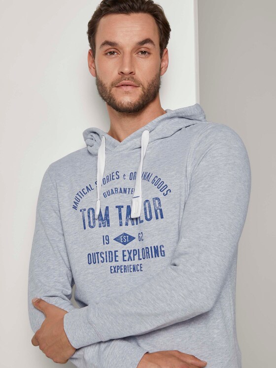 Hoodie mit Logoprint - Männer - Light Stone Grey Melange Hoodie mit Logoprint - Männer - Light Stone Grey Melange - 10 - TOM TAILOR