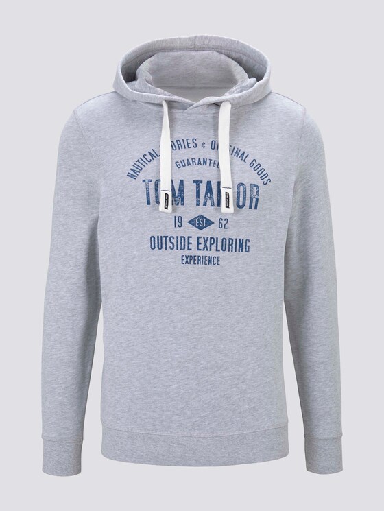 Hoodie mit Logoprint - Männer - Light Stone Grey Melange Hoodie mit Logoprint - Männer - Light Stone Grey Melange - 7 - TOM TAILOR
