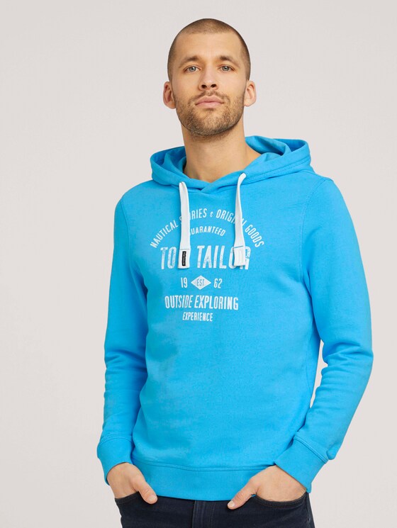 Hoodie mit Logoprint - Männer - aquarius turquoise Hoodie mit Logoprint - Männer - aquarius turquoise - 1 - TOM TAILOR