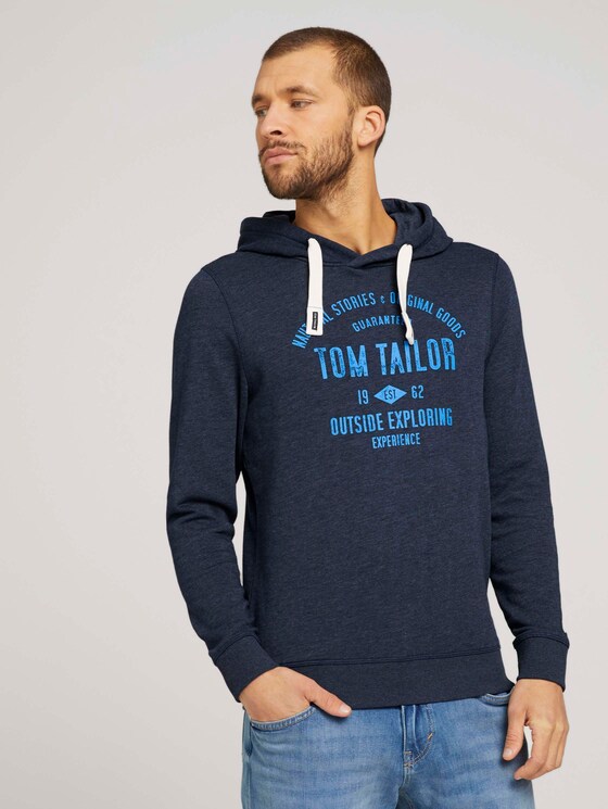 Hoodie mit Logoprint - Männer - sky captain blue white melange Hoodie mit Logoprint - Männer - sky captain blue white melange - 1 - TOM TAILOR