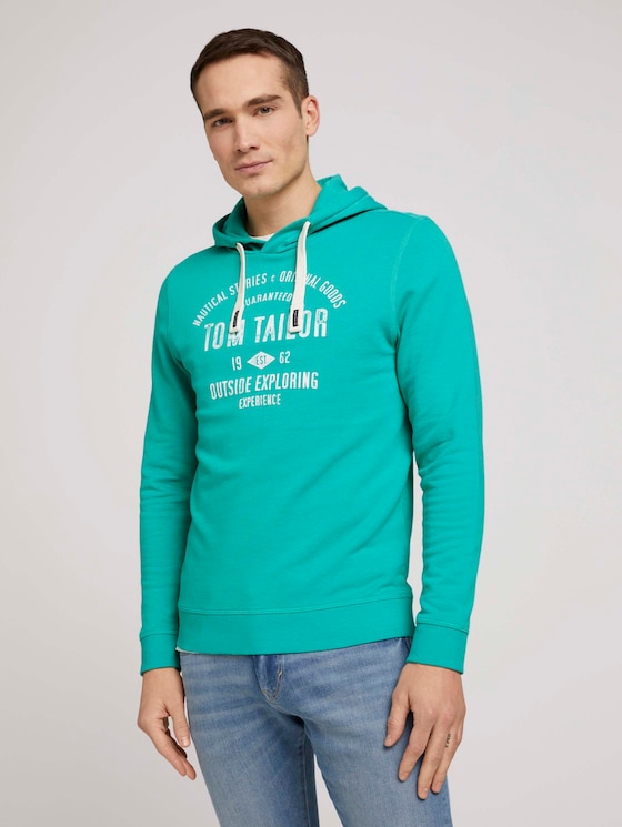 Hoodie mit Logoprint - Männer - dusty aqua Hoodie mit Logoprint - Männer - dusty aqua - 1 - TOM TAILOR