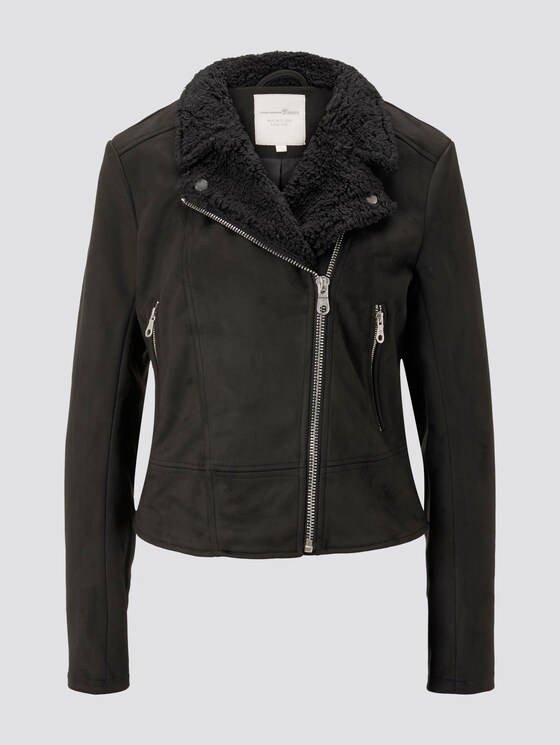 Wildleder-Bikerjacke mit Teddykragen - Frauen - Deep Black Wildleder-Bikerjacke mit Teddykragen - Frauen - Deep Black - 7 - TOM TAILOR Denim