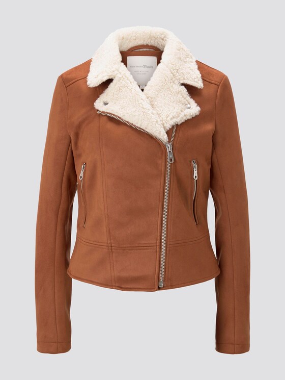 Wildleder-Bikerjacke mit Teddykragen - Frauen - burnt hazelnut brown Wildleder-Bikerjacke mit Teddykragen - Frauen - burnt hazelnut brown - 7 - TOM TAILOR Denim