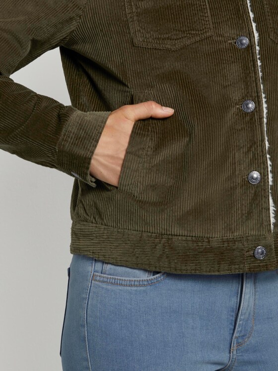 Cordjacke mit Futter und Fellkragen - Frauen - deep olive green Cordjacke mit Futter und Fellkragen - Frauen - deep olive green - 10 - TOM TAILOR Denim
