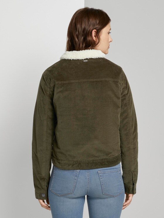Cordjacke mit Futter und Fellkragen - Frauen - deep olive green Cordjacke mit Futter und Fellkragen - Frauen - deep olive green - 2 - TOM TAILOR Denim
