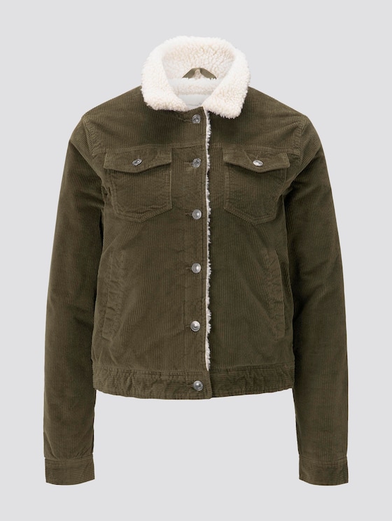 Cordjacke mit Futter und Fellkragen - Frauen - deep olive green Cordjacke mit Futter und Fellkragen - Frauen - deep olive green - 7 - TOM TAILOR Denim