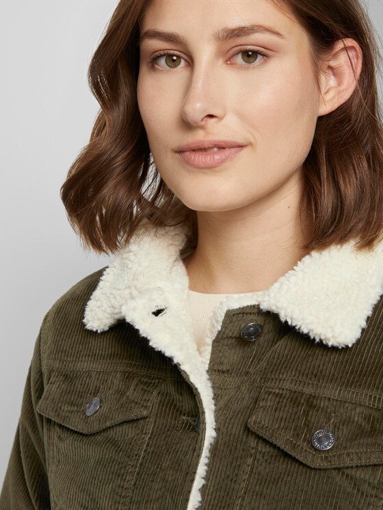 Cordjacke mit Futter und Fellkragen - Frauen - deep olive green Cordjacke mit Futter und Fellkragen - Frauen - deep olive green - 9 - TOM TAILOR Denim