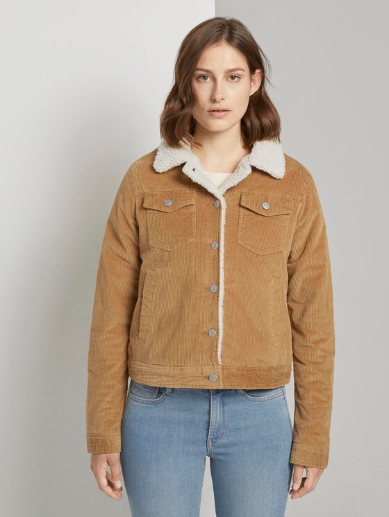Lined corduroy jacket with fur collar - Women - fudge brown Lined corduroy jacket with fur collar - Women - fudge brown - 1 - TOM TAILOR Denim