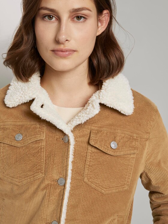 Lined corduroy jacket with fur collar - Women - fudge brown Lined corduroy jacket with fur collar - Women - fudge brown - 9 - TOM TAILOR Denim
