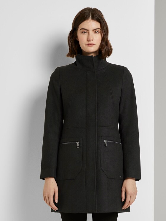 Wollmantel mit Reißverschlusstaschen - Frauen - Deep Black Wollmantel mit Reißverschlusstaschen - Frauen - Deep Black - 1 - TOM TAILOR Denim