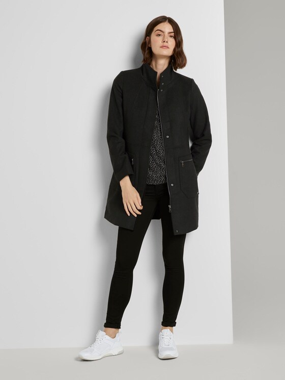 Wollmantel mit Reißverschlusstaschen - Frauen - Deep Black Wollmantel mit Reißverschlusstaschen - Frauen - Deep Black - 3 - TOM TAILOR Denim