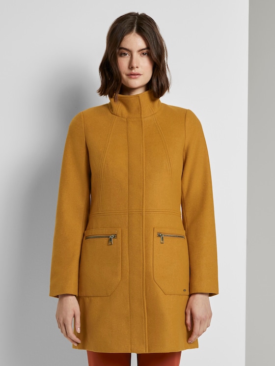 Wollmantel mit Reißverschlusstaschen - Frauen - warm curry yellow Wollmantel mit Reißverschlusstaschen - Frauen - warm curry yellow - 1 - TOM TAILOR Denim